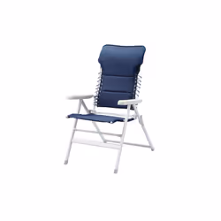 CamPart Travel CH-0592 Chaise de camping Novara, 120 kg, Chaise de camping, 4 pieds, 5,2 kg, Aluminium, Polyester, Bleu, Blan ...