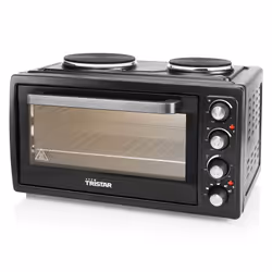Tristar OV-1443 Four à convection avec 2 plaques chauffantes, Plaque de cuisson de table, Noir, Rotatif, Acier inoxydable, De ...