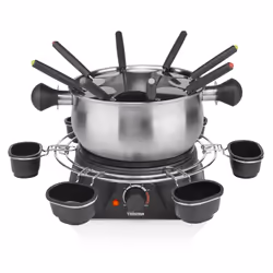 Tristar FO-1109 Appareil à fondue familial, 8 personne(s), 1,3 L, Noir, Acier inoxydable, Rond, 190 °C, Acier inoxydable