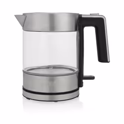 Princess 01.236040.01.001 Bouilloire Brighton, 1 L, 2200 W, Noir, Acier inoxydable, Transparent, Verre, Acier inoxydable, Ind ...
