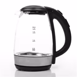 Tristar WK-3502 Bouilloire, 1,7 L, 2200 W, Noir, Acier inoxydable, Transparent, Verre, Thermostat réglable, Indicateur de niv ...