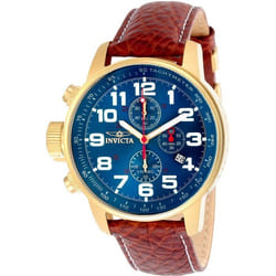 Montre - INVICTA - I-Force 3329 - Quartz - Homme - Boîtier Acier inoxydable - Cadran Bleu - Bracelet Cuir Marron