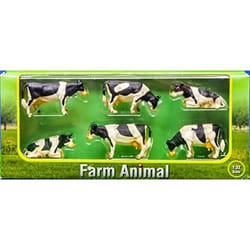 Figurines - Kids Globe - FGK570009 - Lot de 4 Vaches Debout et 2 Couchées - Noir - Plastique-Résine
