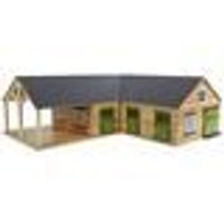 Ecurie miniature en bois pour chevaux - Kids Globe - Univers miniature - 4 boxes de rangement - échelle 1:24