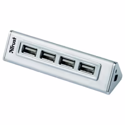 Hub USB - Pyramid - 4 Ports - Compact - Haute Vitesse - Adaptateur Secteur Inclus