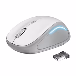 Trust Yvi FX, Ambidextre, Optique, RF sans fil, 1600 DPI, Gris, Blanc