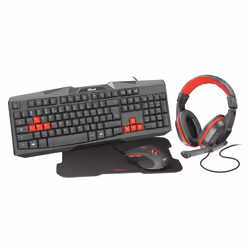 Trust Ziva 4-in-1, Taille réelle (100 %), Avec fil, USB, Noir, Souris incluse