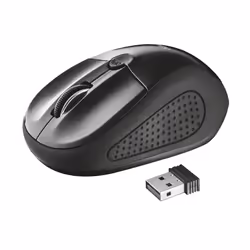 Trust Primo Silent, Ambidextre, Optique, RF sans fil, 1600 DPI, Noir