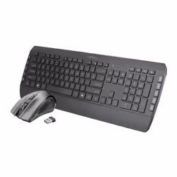 Trust Tecla-2, Taille réelle (100 %), RF sans fil, Clavier à membrane, Noir, Souris incluse