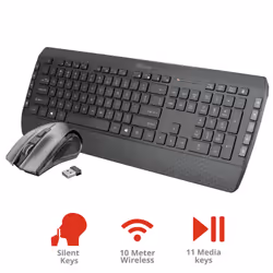Trust Tecla-2 clavier Souris incluse RF sans fil Allemand Noir