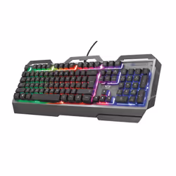 Trust GXT 856 Torac, Taille réelle (100 %), USB, Clavier à membrane, QWERTY, LED RGB, Noir