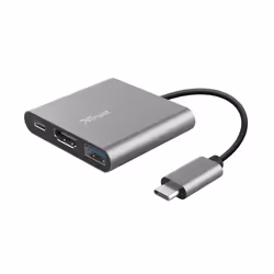 Trust Dalyx, USB 3.2 Gen 1 (3.1 Gen 1) Type-C, Aluminium, Noir, HDMI, USB 3.2 Gen 1 (3.1 Gen 1) Type-A, USB 3.2 Gen 1 (3.1 Ge ...