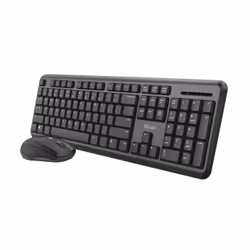 Trust 23943, Taille réelle (100 %), RF sans fil, Clavier à membrane, QWERTY, Noir, Souris incluse