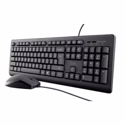Trust Primo, Avec fil, USB, Clavier à membrane, QWERTY, Noir, Souris incluse
