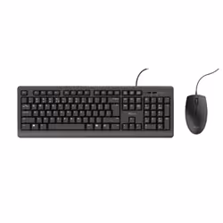 Trust Primo, Taille réelle (100 %), USB, Clavier à membrane, QWERTY, Noir, Souris incluse