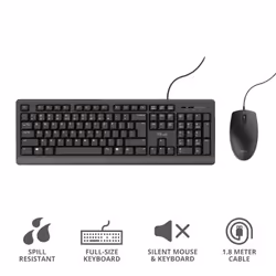 Trust Primo clavier Souris incluse USB Allemand Noir