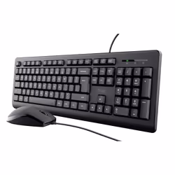 Trust Primo, Taille réelle (100 %), USB, Clavier à membrane, AZERTY, Noir, Souris incluse