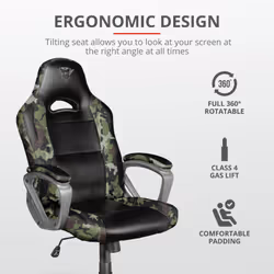 Trust GXT 705C Ryon Siège de jeu universel Siège rembourré Noir, Camouflage