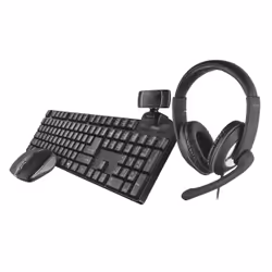 Trust Qoby, Taille réelle (100 %), RF sans fil, Clavier à membrane, QWERTY, Noir, Souris incluse