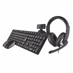 Trust Qoby, Sans fil, RF sans fil, Clavier à membrane, QWERTY, Noir, Souris incluse