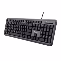 Trust ODY, Taille réelle (100 %), USB, Clavier à membrane, QWERTY, Noir, Gris
