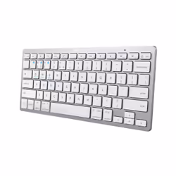Trust 24653, Mini, Sans fil, Bluetooth, Commutateur de touche « ciseaux », QWERTZ, Argent, Blanc
