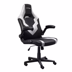 Trust GXT 703W RIYE, Siège de jeu universel, 140 kg, Noir/Blanc, Noir, Noir, Blanc, Tissu, Cuir, Polyuréthane