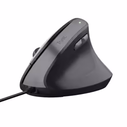 Trust Bayo II, Droitier, Conception verticale, USB Type-A, 2400 DPI, Noir