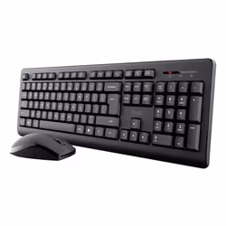 Trust Primo Pack clavier et souris sans fil, Sans fil, RF sans fil, Clavier à membrane, AZERTY, Noir, Souris incluse