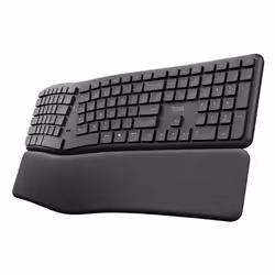 Trust Keyra Clavier sans fil multi-appareils ergonomique, Taille réelle (100 %), Sans fil, RF sans fil + Bluetooth, Clavier à ...