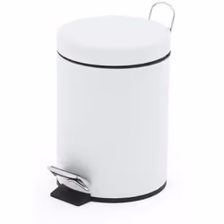 Poubelle à pédale avec seau intérieur en plastique, capacité 3 l, h x Ø 270 x 167 mm, blanc. Produit livré = monté. Capacité  ...