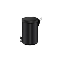 Certeo - Poubelle métal noir à pédale ronde, 3 litres - Maxiburo