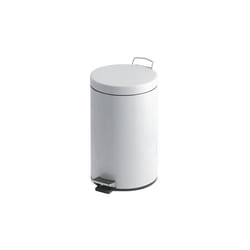 Certeo - Poubelle métal blanc 12 litres ronde à pédale - Maxiburo