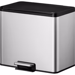 Poubelle à pédale Recycler, en acier, 27 l, collecteur à 3 compartiments, inox. Produit livré = monté. Capacité = 27 l. Matér ...