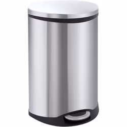 Collecteur de déchets à pédale, en forme de coquille, capacité 18 l, h x l x p 524 x 298 x 336 mm, corps en inox. Produit liv ...