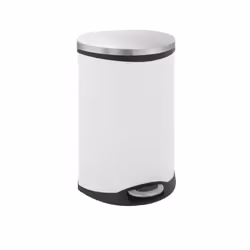 EKO - Europe Shell Step Bin 22+22L, 44 L, Rond, Acier inoxydable, Acier inoxydable, Blanc, Pédale, 450 mm