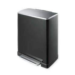 EKO - Europe E-Cube Step Bin 40L Rectangulaire Acier inoxydable Noir