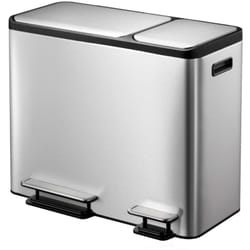 EKO - Poubelle à pédale EcoCasa 30+15 l Argenté mat