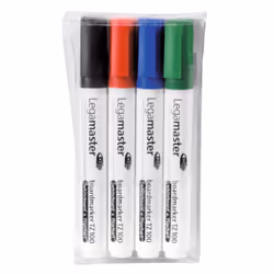 Legamaster TZ100 marqueur pour tableau blanc assorti 4pcs, 4 pièce(s), Noir, Bleu, Vert, Rouge, Pointe ogive, Multicolore, Po ...