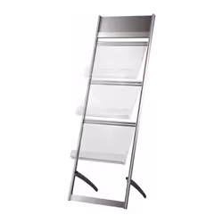 Europel 350504 support de panneau et stand d'information A3 Acrylique, Aluminium Argent, Transparent