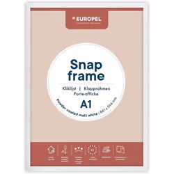 Cadre Porte affiche clic-clac Europel léger A1finition blanche mate et poudréeProfil 25x11 mmAluminium anodisé et protecteur ...