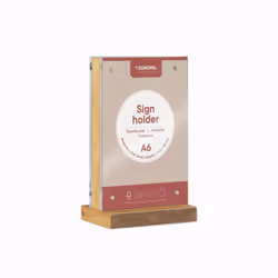 Europel 356313 support de panneau et stand d'information A6 Acrylique, Bois Transparent, Bois