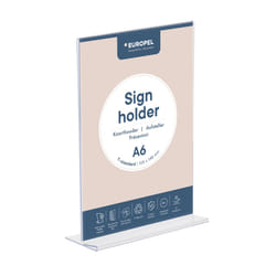 Europel 350055 support de panneau et stand d'information A6 Acrylique Transparent