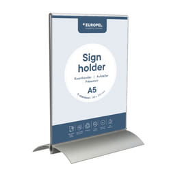 Europel 350061 support de panneau et stand d'information A5 Acrylique, Aluminium Transparent