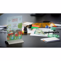 Europel 350061 support de panneau et stand d'information A5 Acrylique, Aluminium Transparent