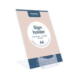 Europel 350128 support de panneau et stand d'information A4 Acrylique Transparent