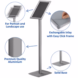 Europel 355033 support de panneau et stand d'information A4 Aluminium, Acier Argent