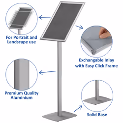 Europel 355034 support de panneau et stand d'information A3 Aluminium, Acier Argent