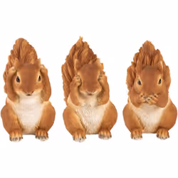 Découvrez notre Lot de 3 écureuils Statuettes sagesse ! Chaque statuette représente un écureuil dans une pose différente et e ...