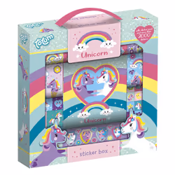 Totum Unicorn Sticker Box 12R+2S+BKL, 3 an(s), Multicolore